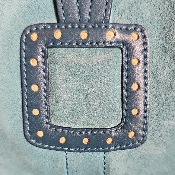 Coach 2006 Hamptons Suede Hobo Bag Teal Blue with Silver Hardware - Picture 9 of 13